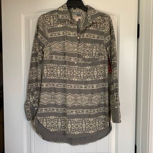Aztec print half button up tunic